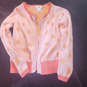 Pink and Orange Polka Dot Button Sweater
